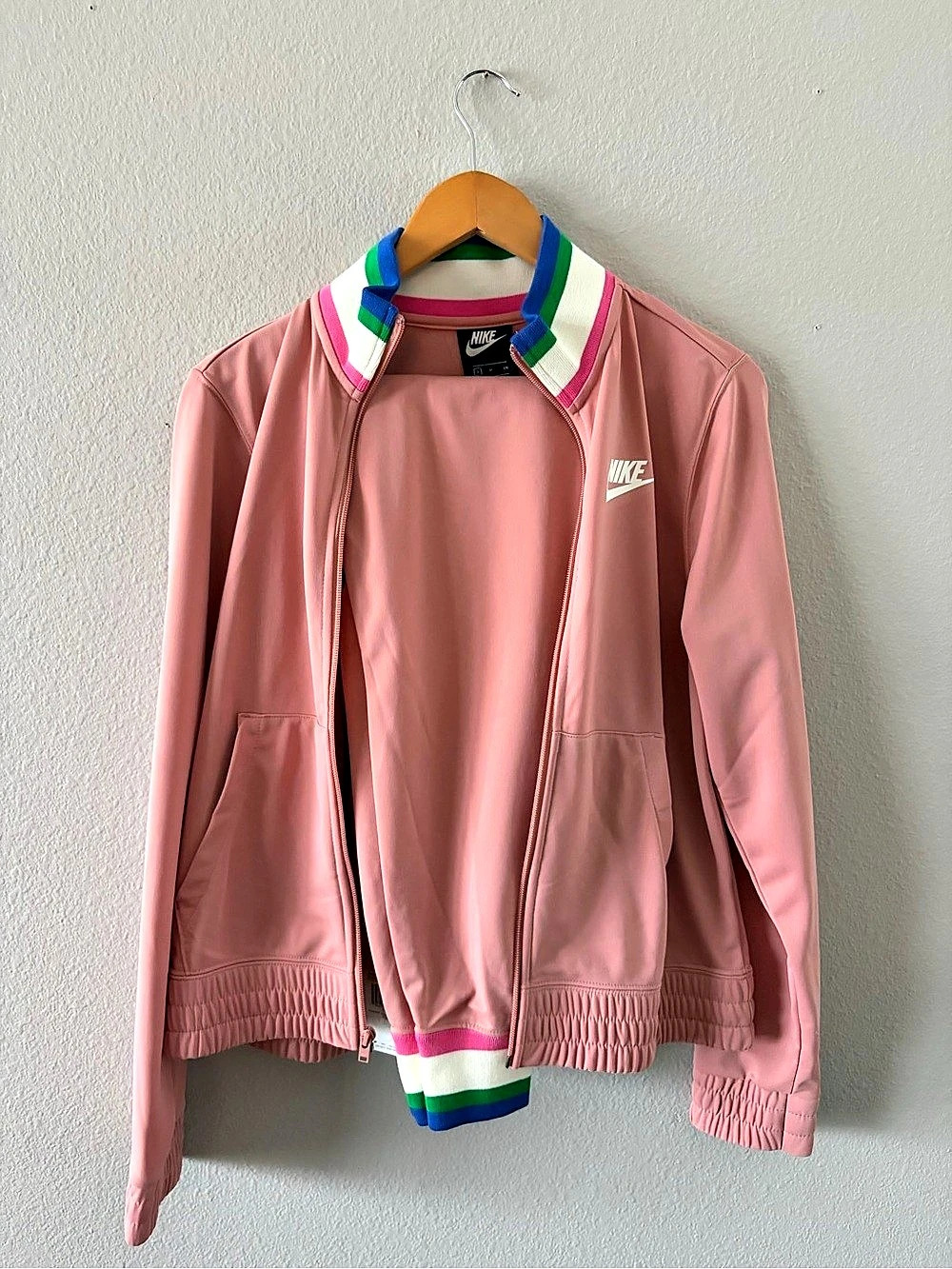 Nike set Color Block Track Jacket in salmon with track pants
